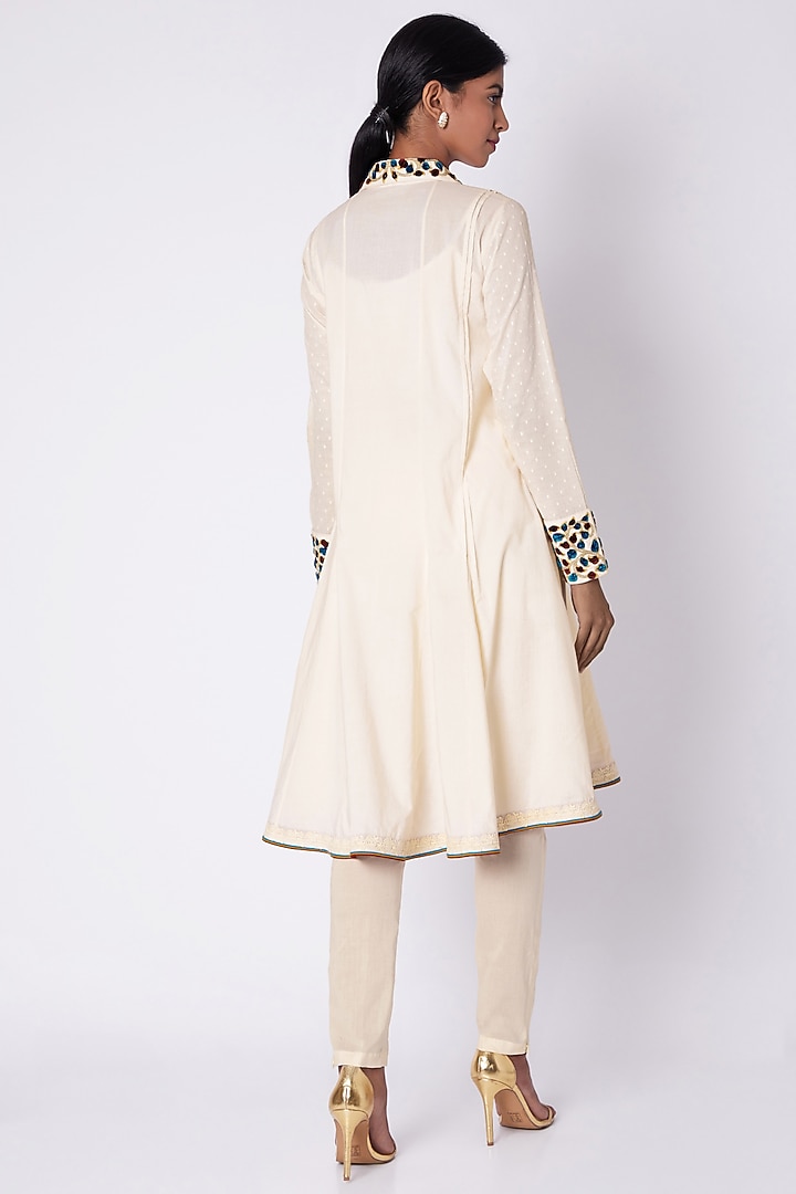 White Hand Embroidered Shirt Tunic by Adah at Pernia's Pop Up Shop