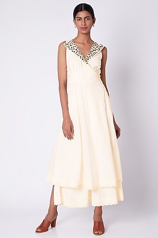 White Embroidered Layered Tunic by Adah