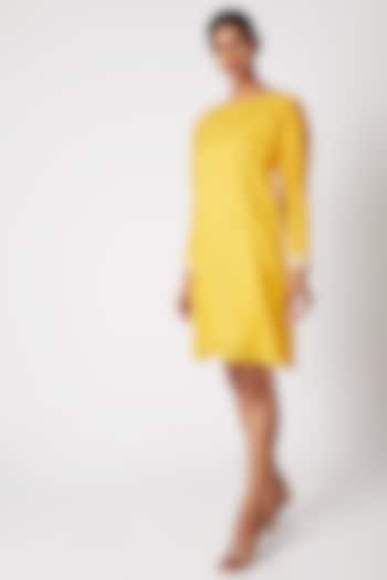 Yellow Embroidered Tunic With Pleated Sleeves by Adah at Pernia's Pop Up Shop