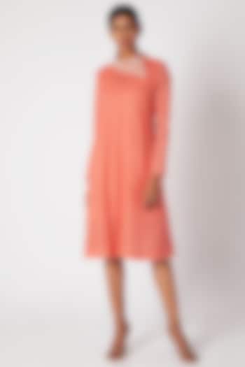 Peach Tunic With Embroidered Collar by Adah