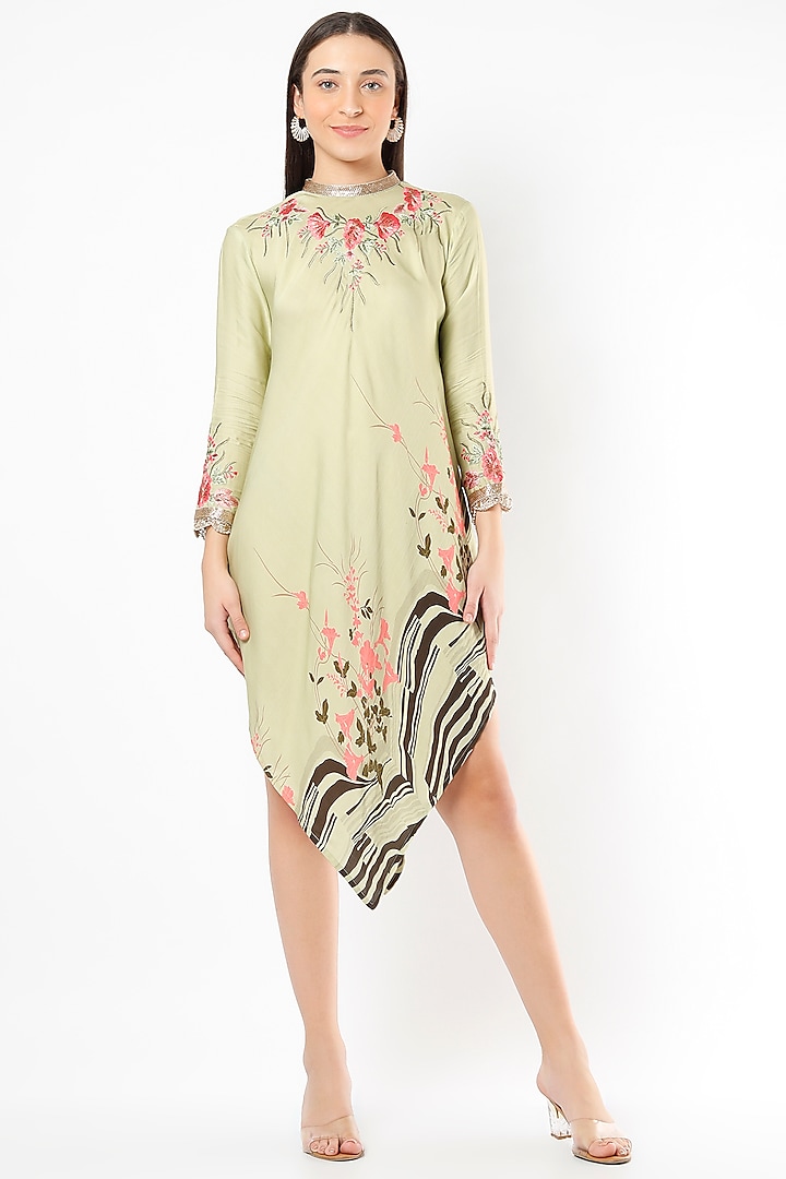 Sage Green Embroidered Tunic by Adah