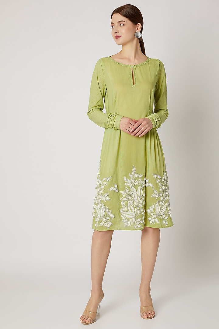 Lime Green Embroidered Tunic by Adah
