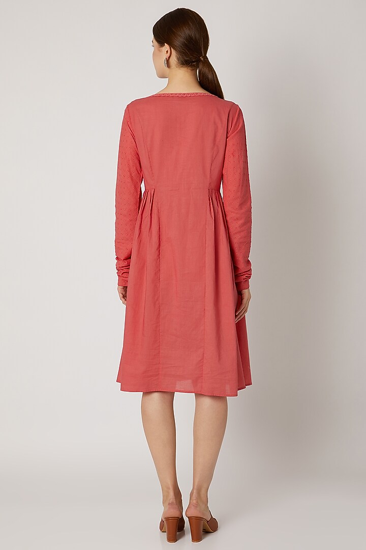 Red Embroidered Tunic With Textured Sleeves by Adah at Pernia's Pop Up Shop