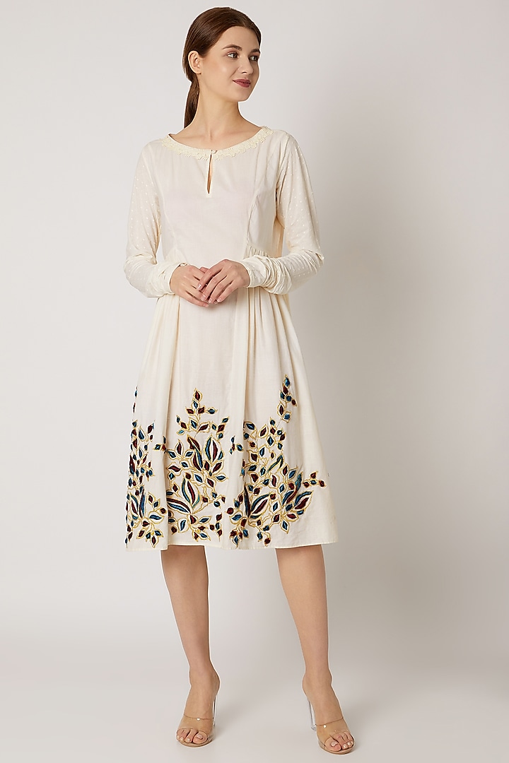 White Zari Embroidered Tunic by Adah
