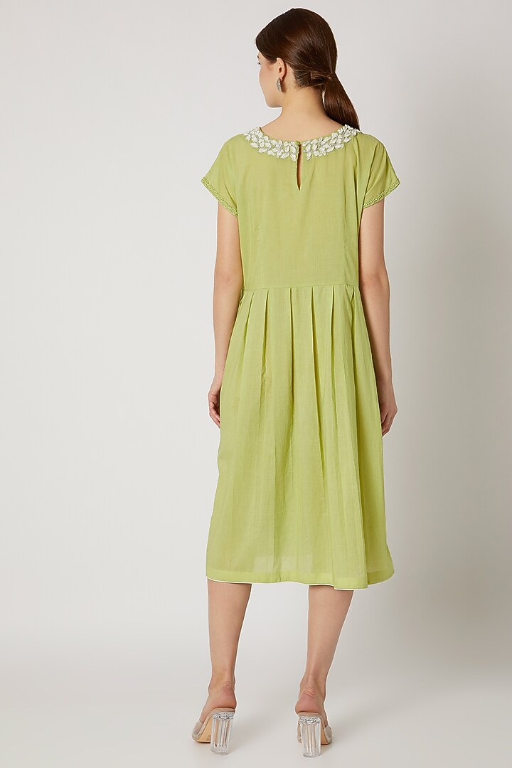 Lime Green Zari Embroidered Tunic by Adah at Pernia's Pop Up Shop