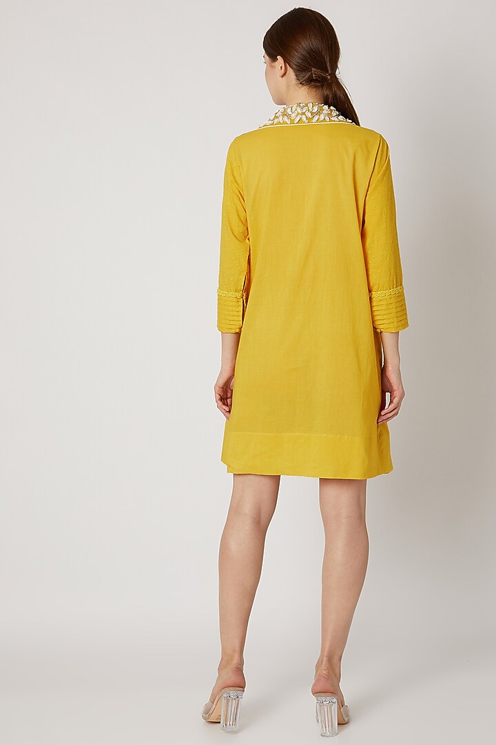 Yellow Tunic With Embroidered Collar by Adah at Pernia's Pop Up Shop