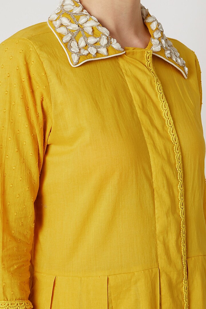 Yellow Tunic With Embroidered Collar by Adah at Pernia's Pop Up Shop