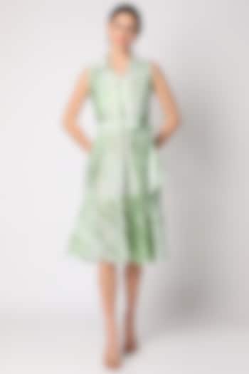 Mint Green Tie & Dye Chanderi Dress by Adah