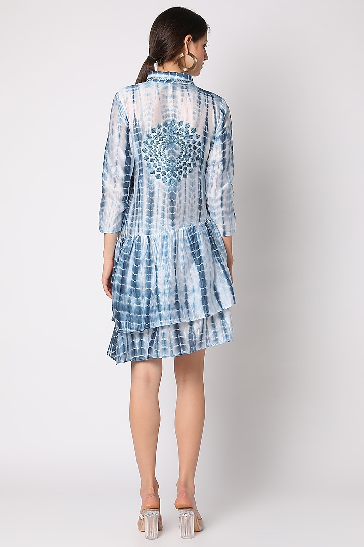 Cobalt Blue Tie & Dye Chanderi Tunic by Adah at Pernia's Pop Up Shop