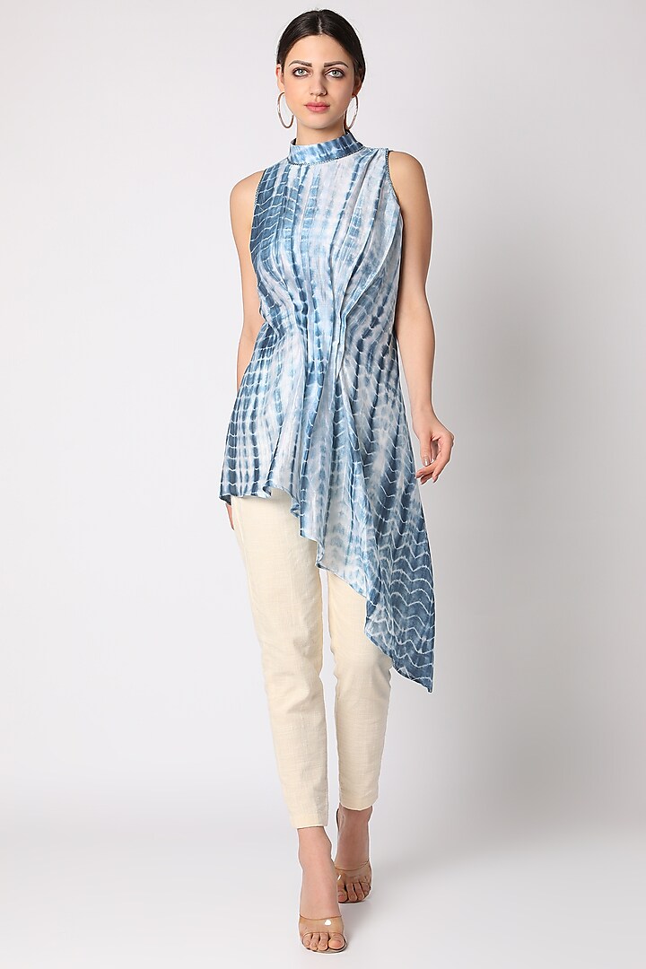 Cobalt Blue Tie & Dye Asymmetric Tunic by Adah