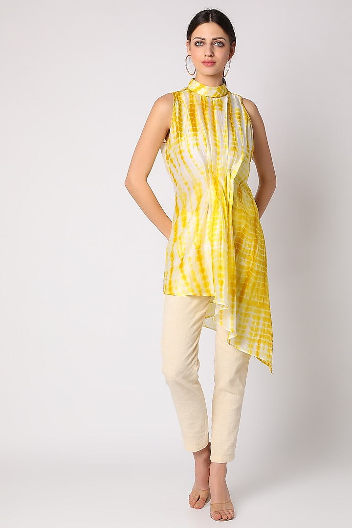 Yellow Tie & Dye Asymmetric Tunic by Adah at Pernia's Pop Up Shop