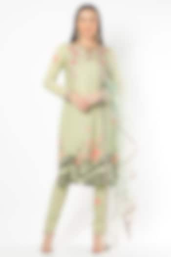 Sage Green Embroidered Kurta Set by Adah