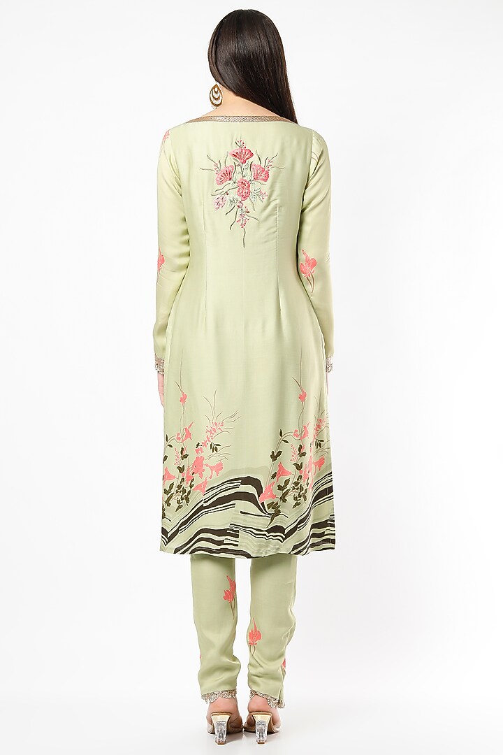 Sage Green Embroidered Kurta Set by Adah at Pernia's Pop Up Shop