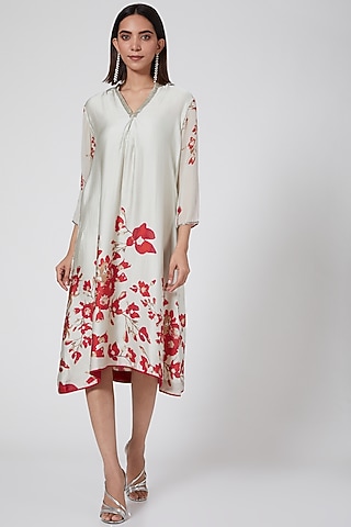 Mint Green Floral Printed Tunic by Adah
