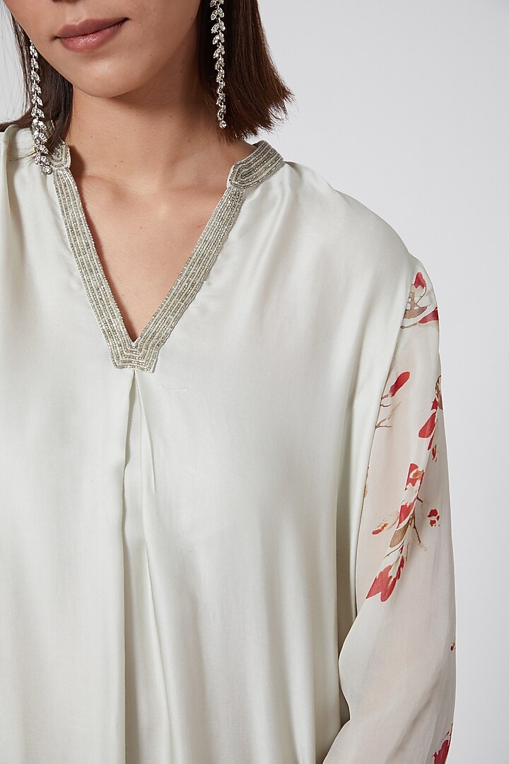 Mint Green Floral Printed Tunic by Adah at Pernia's Pop Up Shop