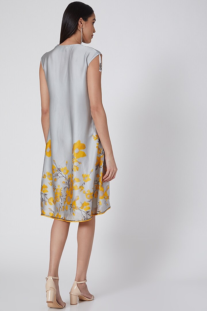Grey Tunic With Yellow Floral Print by Adah at Pernia's Pop Up Shop