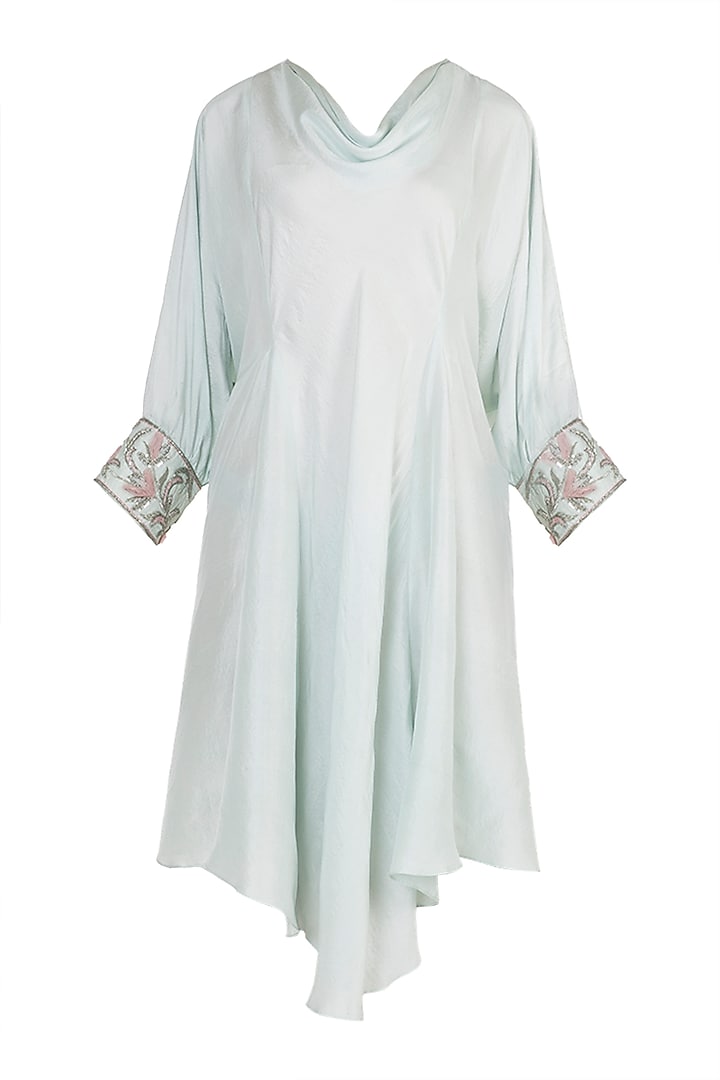 Blue Embroidered Asymmetric Tunic by Adah