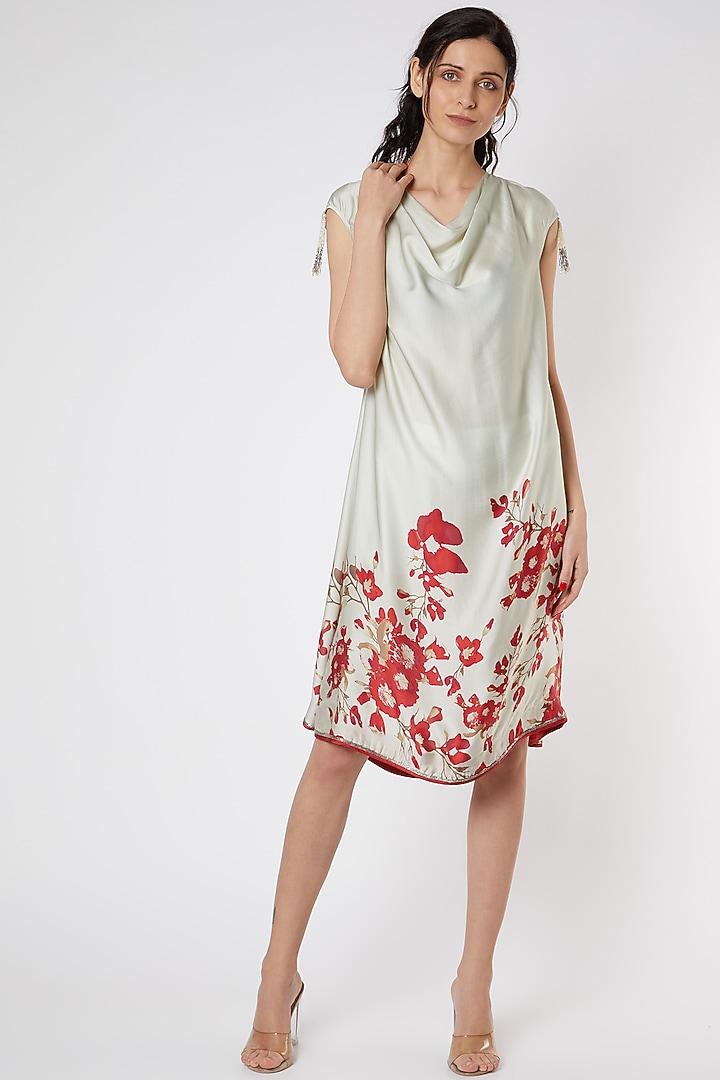 Mint Green & Red Printed Tunic by Adah at Pernia's Pop Up Shop