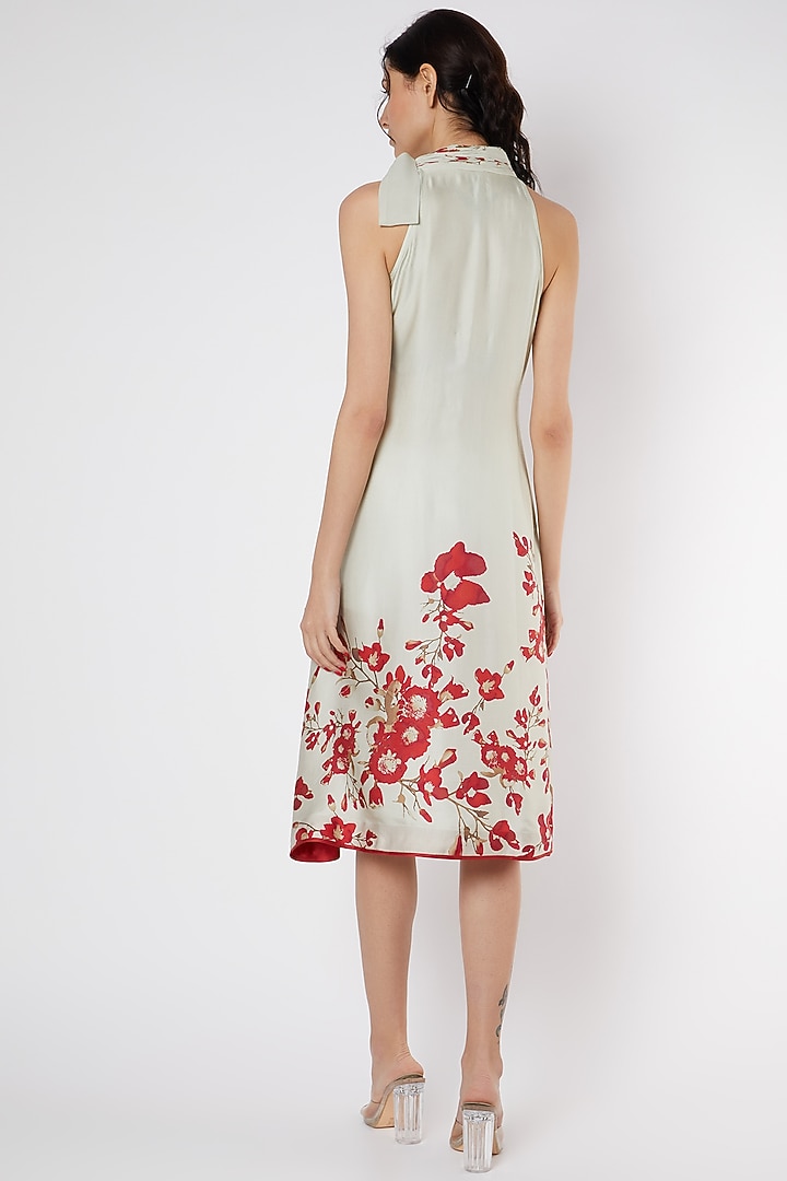Mint Green & Red Floral Printed Tunic by Adah at Pernia's Pop Up Shop