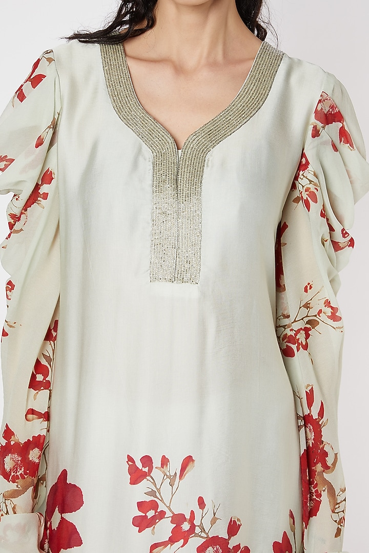Mint Green & Red Tunic With Print by Adah at Pernia's Pop Up Shop