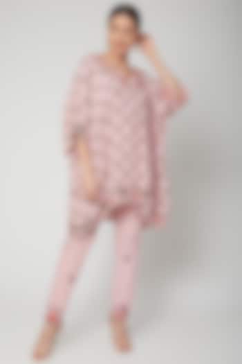 Baby Pink Printed Top With Pants by Adah