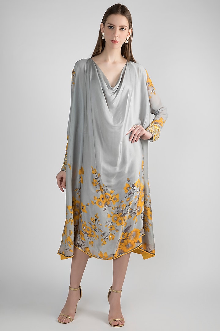 Grey Floral Printed Tunic by Adah