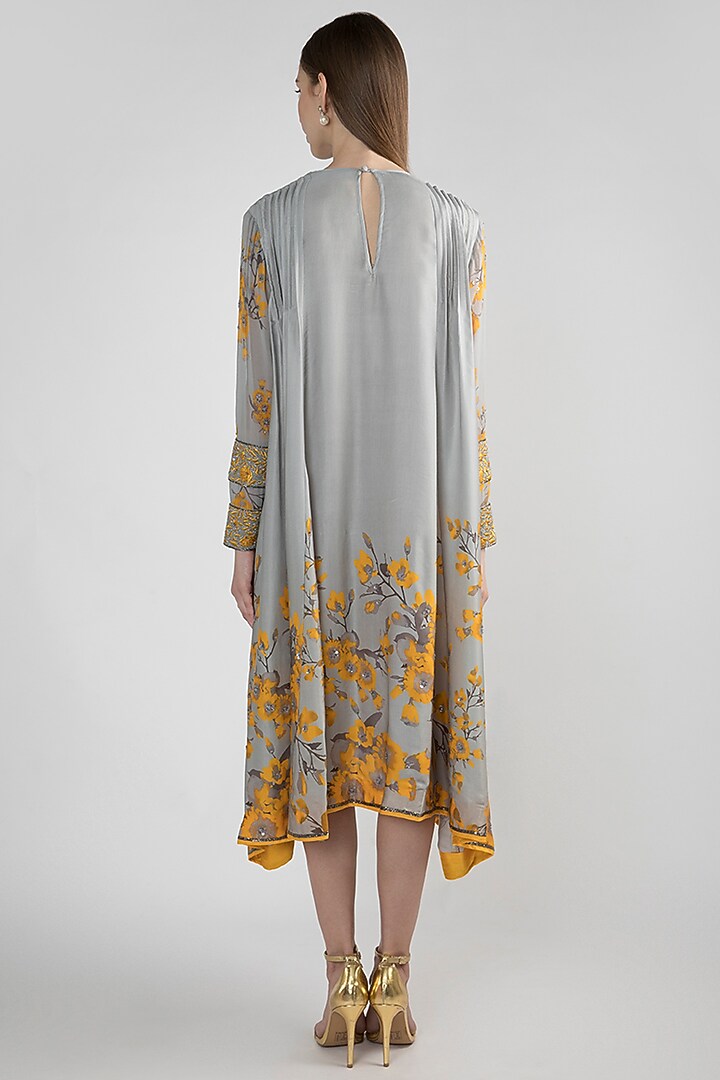 Grey Printed Tunic With Tie-Up by Adah at Pernia's Pop Up Shop