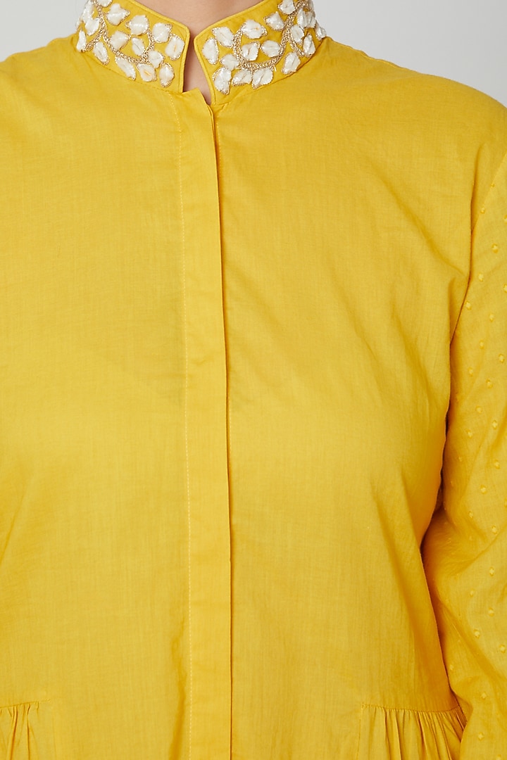 Yellow Floral Embroidered Tunic by Adah at Pernia's Pop Up Shop