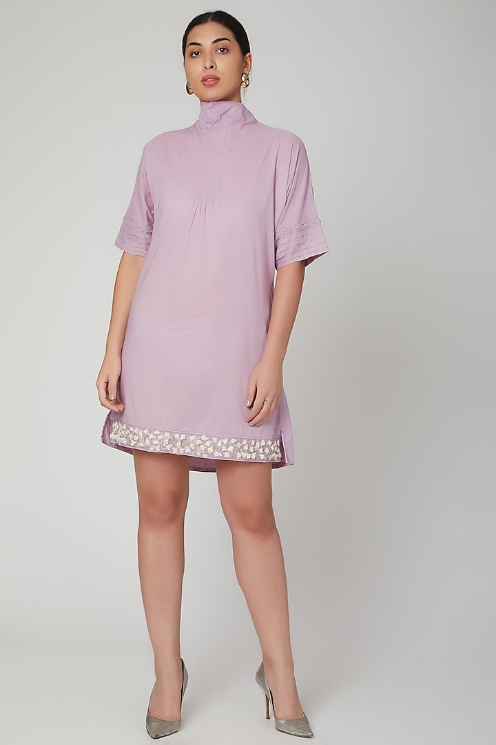 Purple Floral Embroidered Tunic by Adah