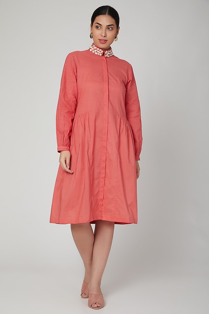 Coral Embroidered Shirt Tunic by Adah at Pernia's Pop Up Shop