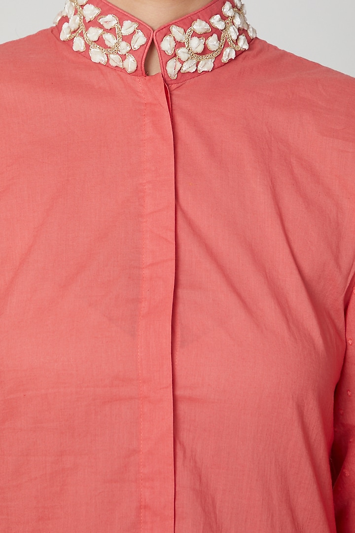 Coral Embroidered Shirt Tunic by Adah at Pernia's Pop Up Shop