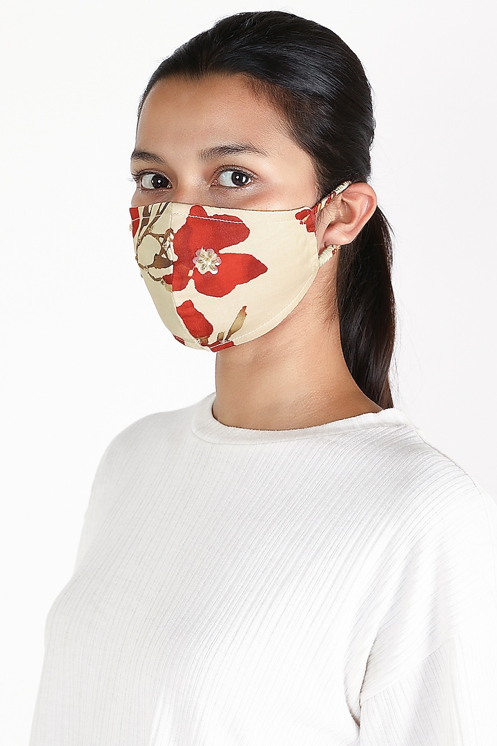 Mint Green Floral Printed Mask by Adah