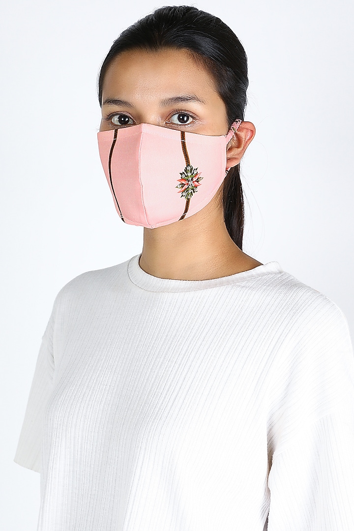 Blush Pink Floral Printed Mask by Adah