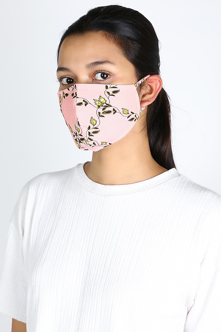 Blush Pink Printed Mask by Adah