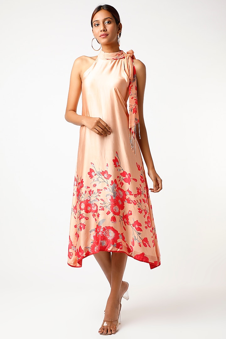 Peach Tunic With Floral Print by Adah