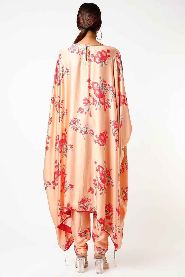 Peach Floral Printed High-Low Tunic by Adah at Pernia's Pop Up Shop