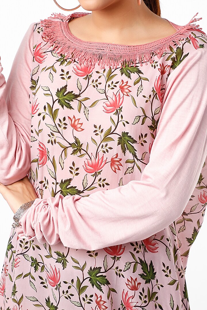 Pink Cutdana Embroidered Tunic by Adah at Pernia's Pop Up Shop