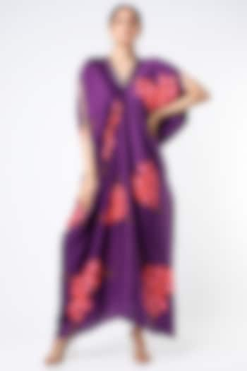 Purple Floral Printed Kaftan by Adah at Pernia's Pop Up Shop