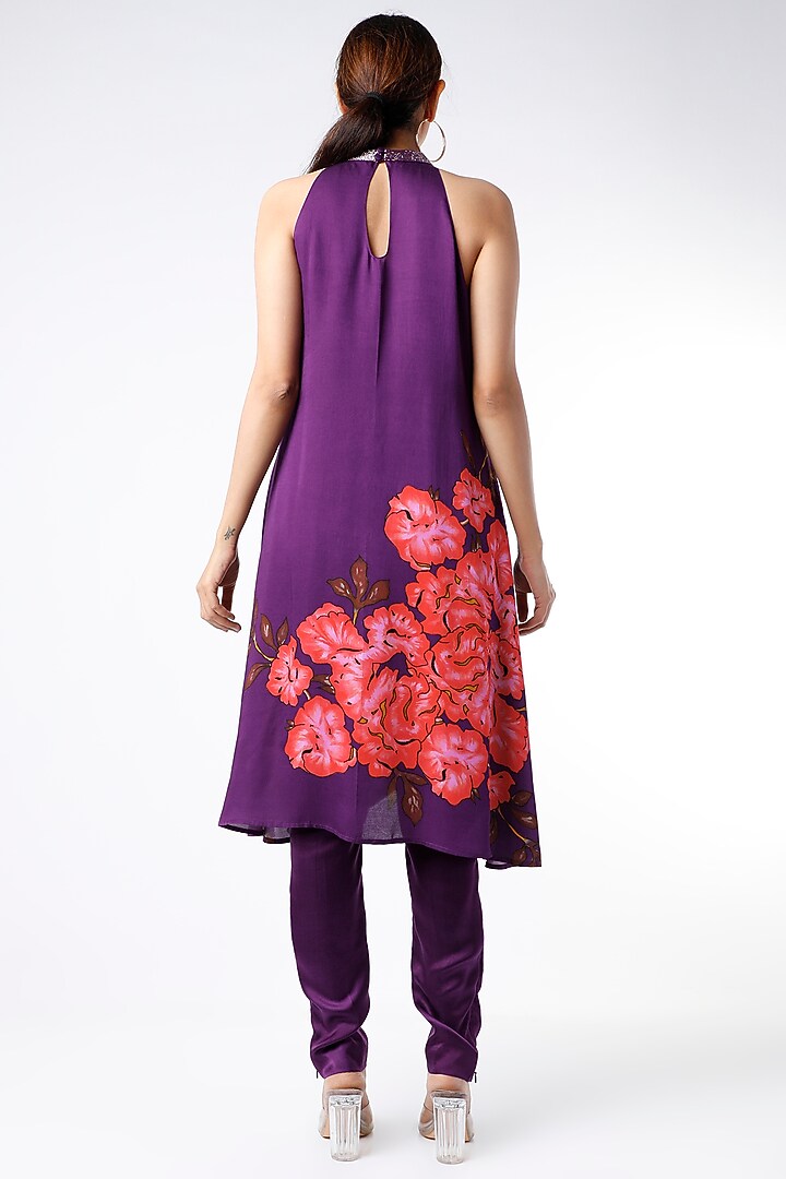 Purple Printed Kurta Set by Adah at Pernia's Pop Up Shop