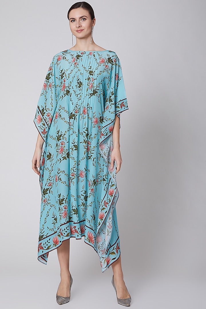 Turquoise Embroidered Kaftan by Adah at Pernia's Pop Up Shop