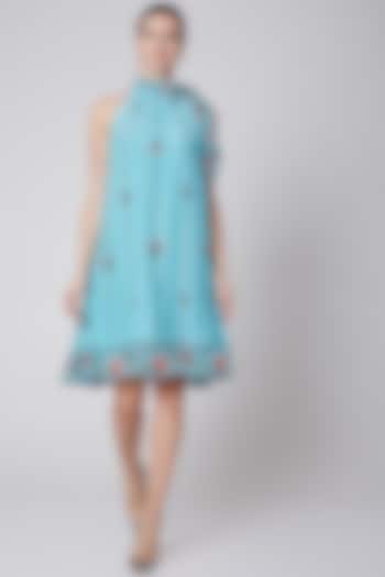 Turquoise Printed A-Line Tunic by Adah at Pernia's Pop Up Shop