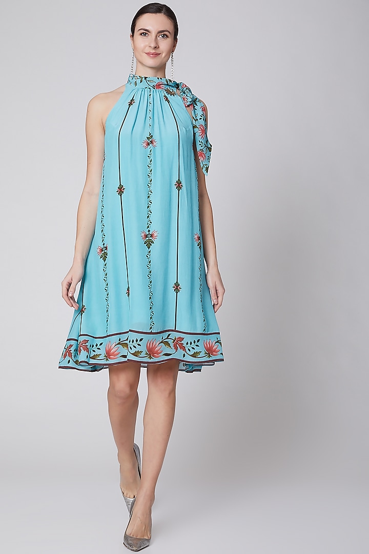 Turquoise Printed A-Line Tunic by Adah at Pernia's Pop Up Shop