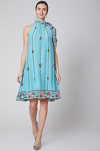 Turquoise Printed A-Line Tunic by Adah