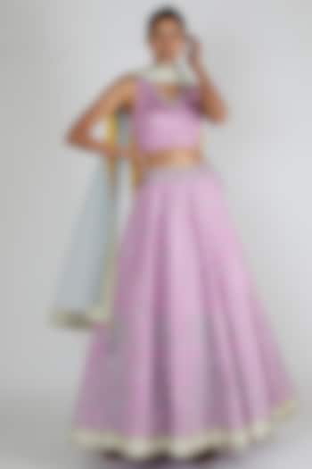 Purple Embroidered Wedding Lehenga Set by Adah at Pernia's Pop Up Shop