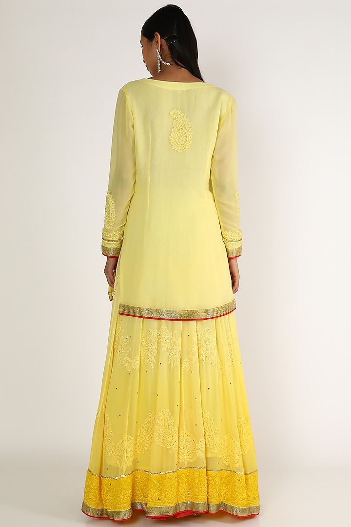 Yellow Embroidered Bridal Sharara Set by Adah at Pernia's Pop Up Shop