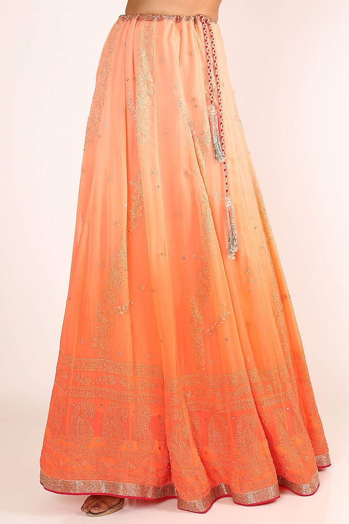 Orange Embroidered Bridal Sharara Set by Adah at Pernia's Pop Up Shop
