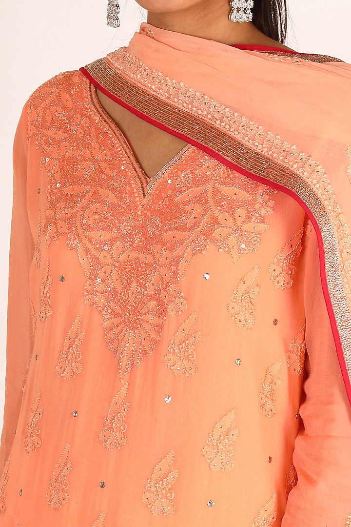 Orange Embroidered Bridal Sharara Set by Adah at Pernia's Pop Up Shop