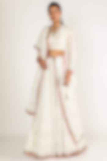 White Embroidered Wedding Lehenga Set by Adah at Pernia's Pop Up Shop