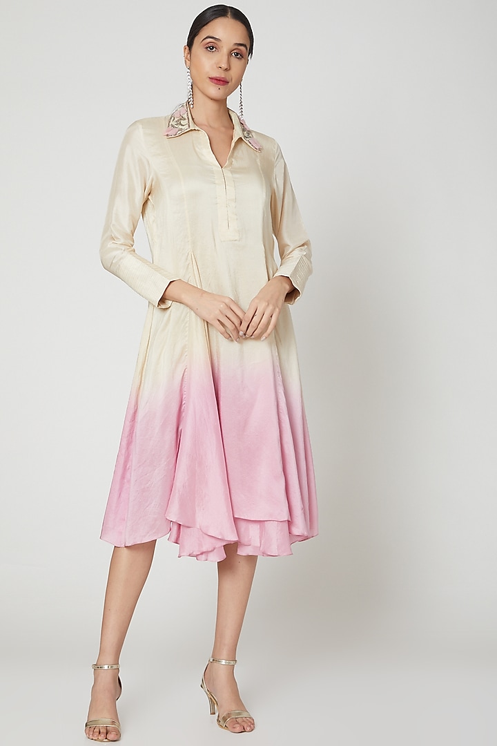 Nude & Purple Embroidered Tunic by Adah