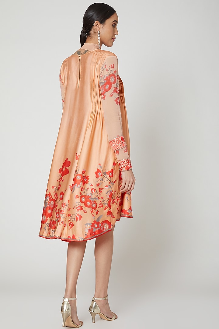 Peach & Red Sequins Embroidered Tunic by Adah at Pernia's Pop Up Shop
